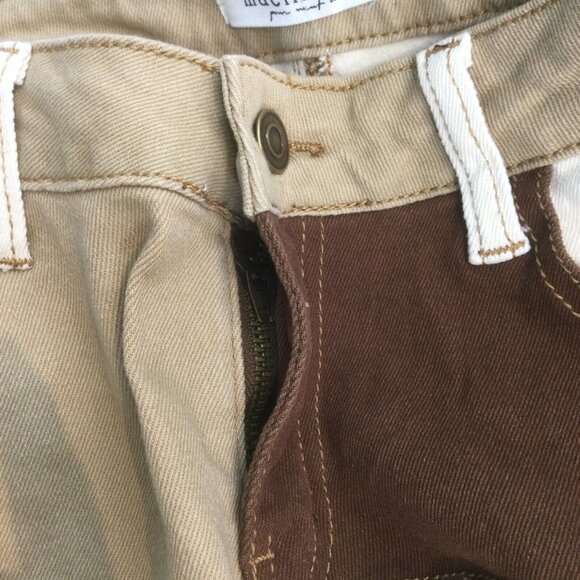 Machine Jeans 7 Flare Patch Brown Colorblock Y2K 90s Bell Bottom Boho - Picture 10 of 15